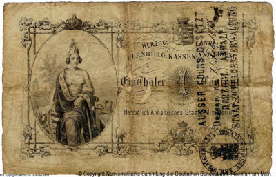 Herzoglich Anhaltisches Staats-Ministerium 1 Thaler Courant 1859