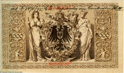 Deutsches Reich ( ). Reichsbank. Reichsbanknote. 1000 Mark. 1. März 1895. Brauner Tausender (  1000  1895)