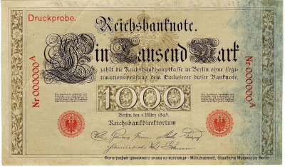 Deutsches Reich ( ). Reichsbank. Reichsbanknote. 1000 Mark. 1. März 1895. Brauner Tausender 