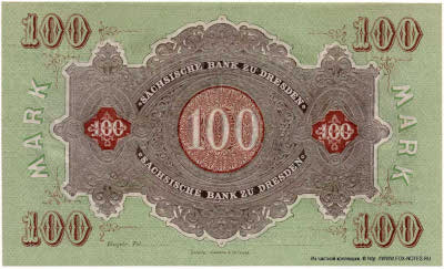 Sächsischen Bank zu Dresden 100 mark 1874