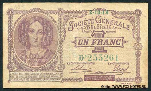 Société générale de Belgique 1 Franc 1918