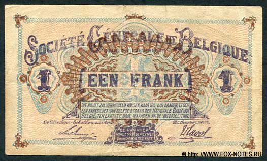 Société générale de Belgique 1 Franc 1918