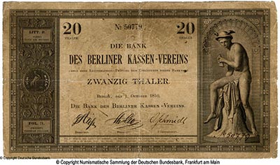 Bank des Berliner Kassen-Verein 20 Thaler 1850