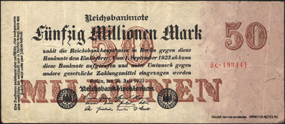 Reichsbank. Reichsbanknote. 50000000 Mark. 25. Juli 1923. 