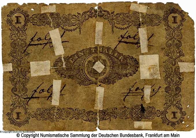 Königlich Sachsische Cassenbilet. 1 Thaler. 16. April 1840. entwertet