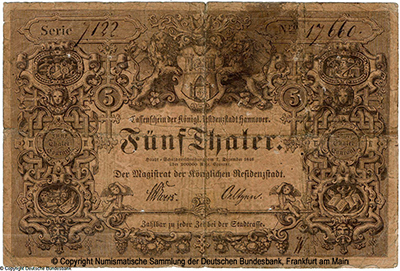 Magistrat der Königlichen Residenzstadt Hannover 5 Thaler 1846