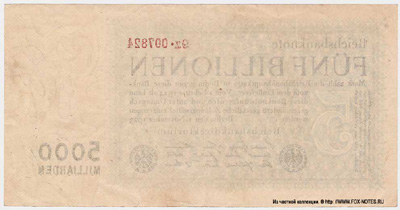 Reichsbank. Reichsbanknote. Reichsbanknote. 5 Billionen Mark. 1. November 1923. (  5   1923)