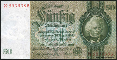 Reichsbank. Reichsbanknote. 50 Reichsmark. 30. März 1933. 