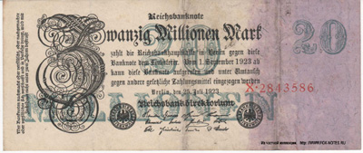 Reichsbank. Reichsbanknote. 20000000 Mark. 25. Juli 1923.  