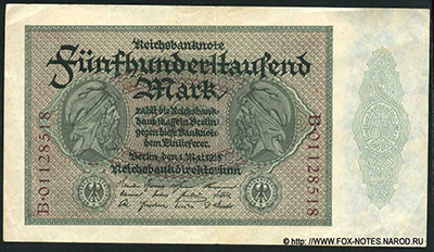 Reichsbank. Reichsbanknote. 500000 Mark. 1. Mai 1923 