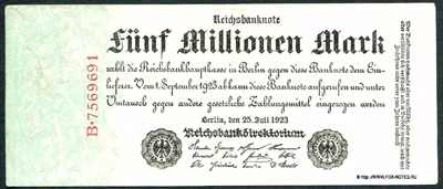Reichsbank. Reichsbanknote. 5000000 Mark. 25. Juli 1923. 