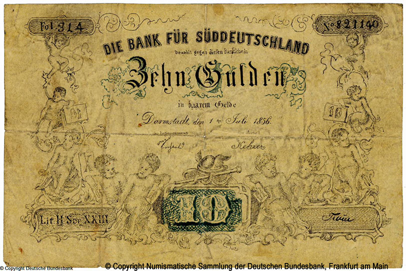 Bank für Süddeutschland 10 Thaler 1865 Fälschung