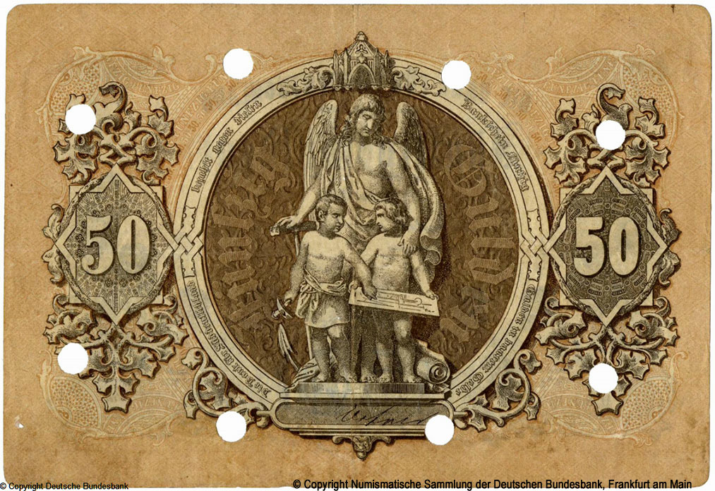 Bank für Süddeutschland   Note. 50 Thaler 1856. 