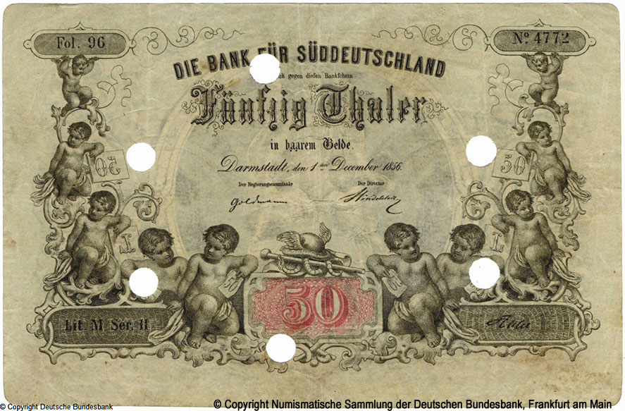 Bank für Süddeutschland 50 Thaler 1856