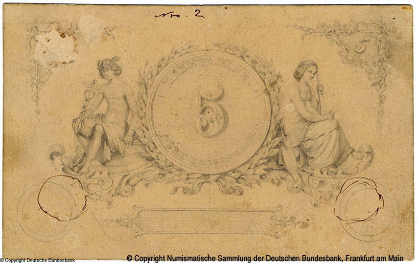 Bremen Bank  Note. 5 Thaler Gold. 1. Oktober 1856. 