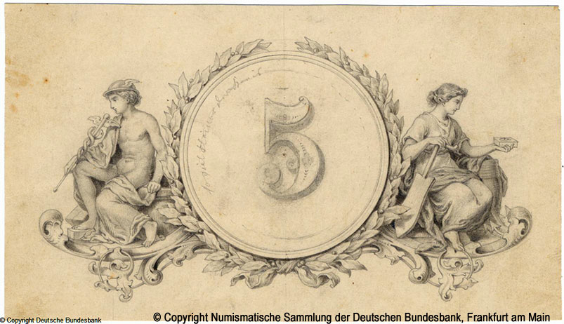 Bremen Bank  Note. 5 Thaler Gold. 1. Oktober 1856. 