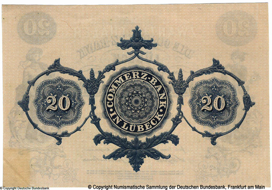Commerz-Bank in Lübeck 20 Thaler 1865