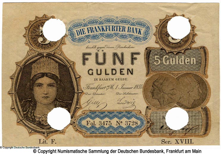 Frankfurter Bank 5 Gulden 1855