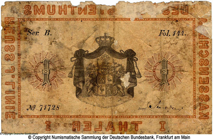 Kommission für die Verwaltung der Staatsschulden 1 Thaler 1860