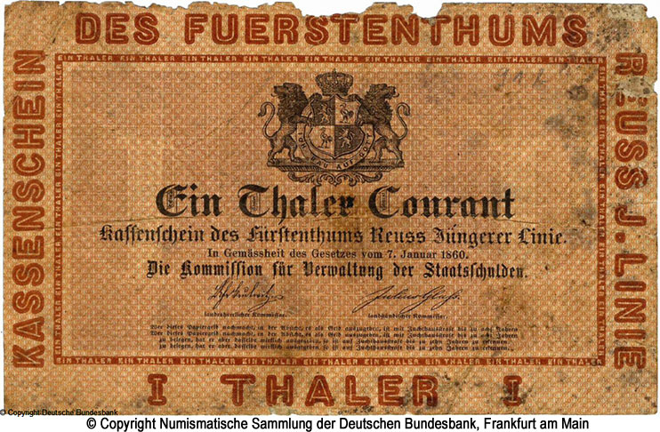 Kommission für die Verwaltung der Staatsschulden 1 Thaler 1860