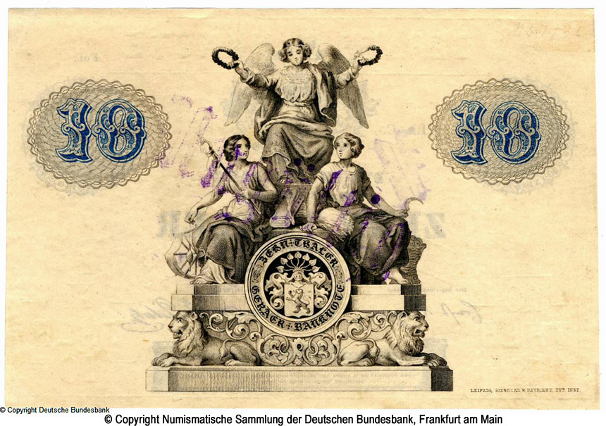 Die Geraer Bank  10 Thaler 1856