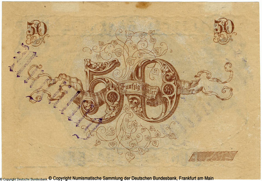 Die Geraer Bank  50 Thaler 1856