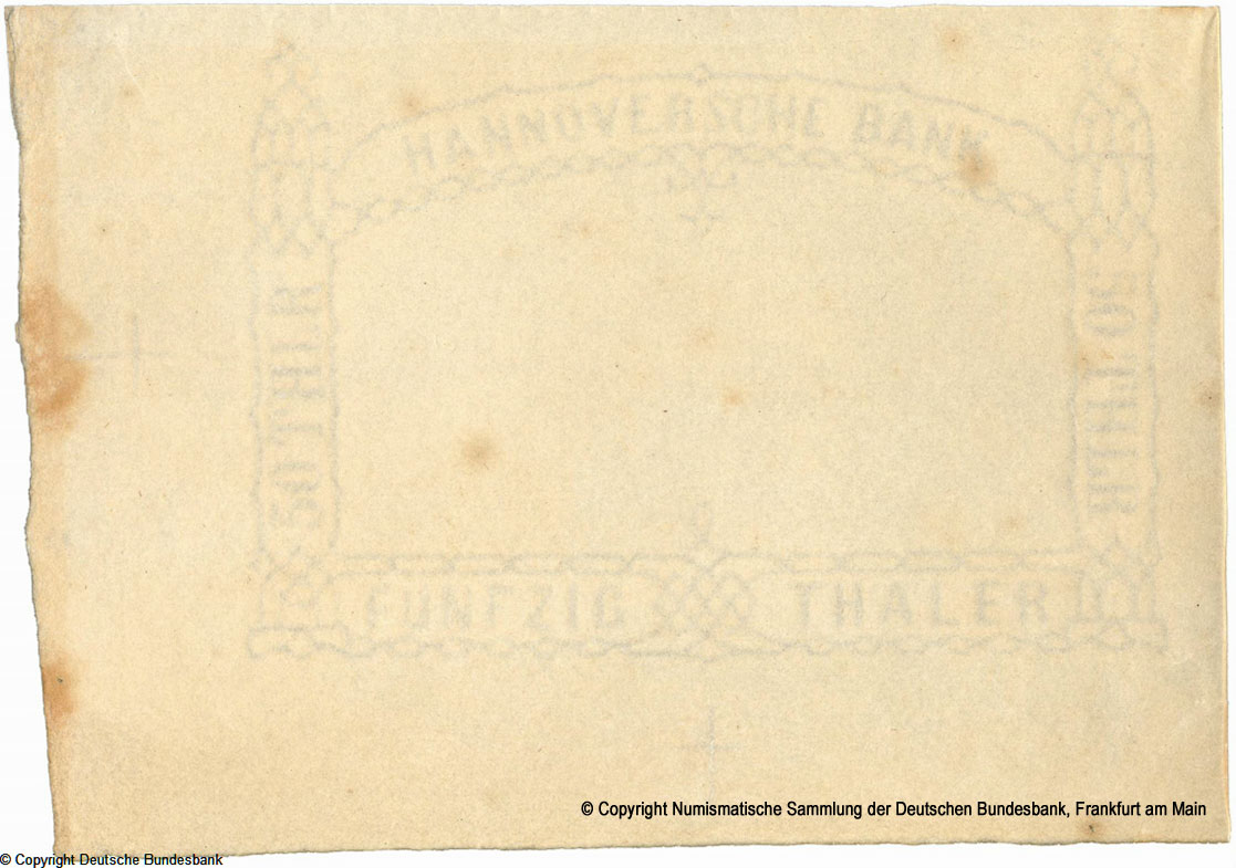 Hannoverische Banknote. 50 Thaler 1. März 1857.  