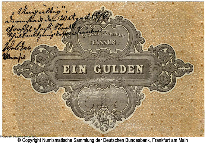 Großherzogliche Hessische Staatsschulden-Tilgungskasse 1 Gulden 1865