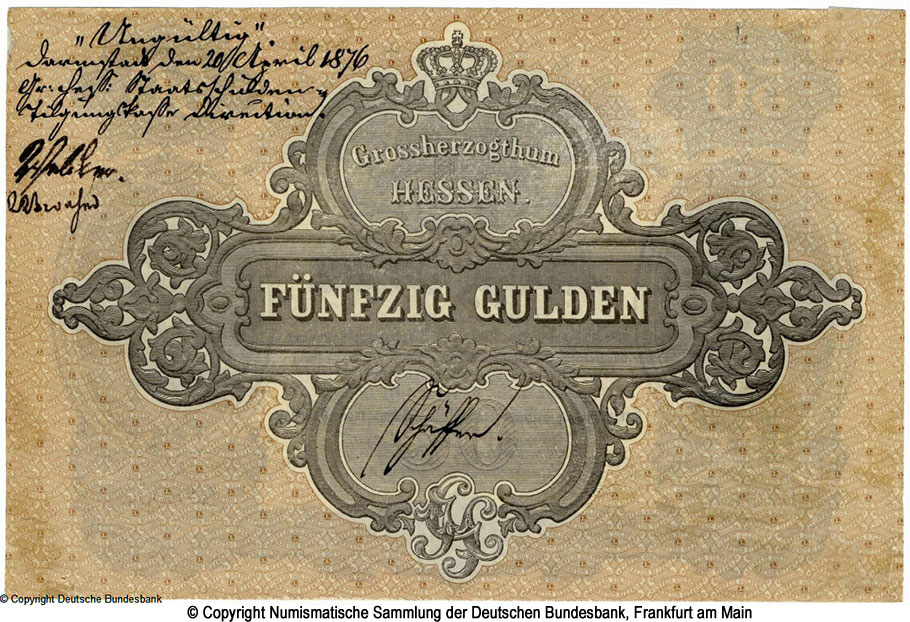 Großherzogliche Hessische Staatsschulden-Tilgungskasse 50 Gulden 1865