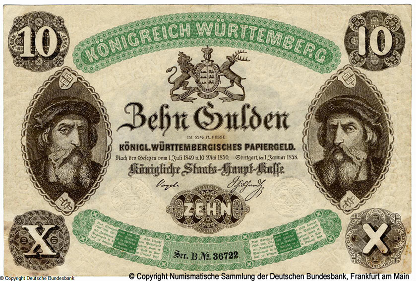 Finanzministerium / Königliche Staats-Haupt-Kasse 10 Gulden 1858