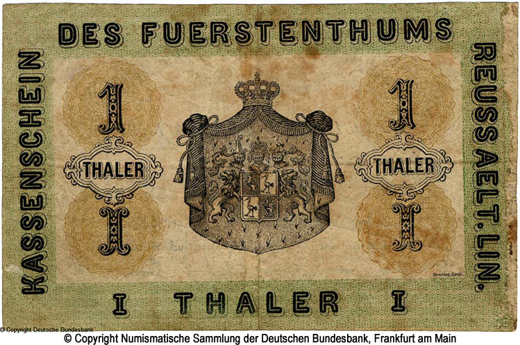 Landesregierung zu Greiz 1 Thaler 1863