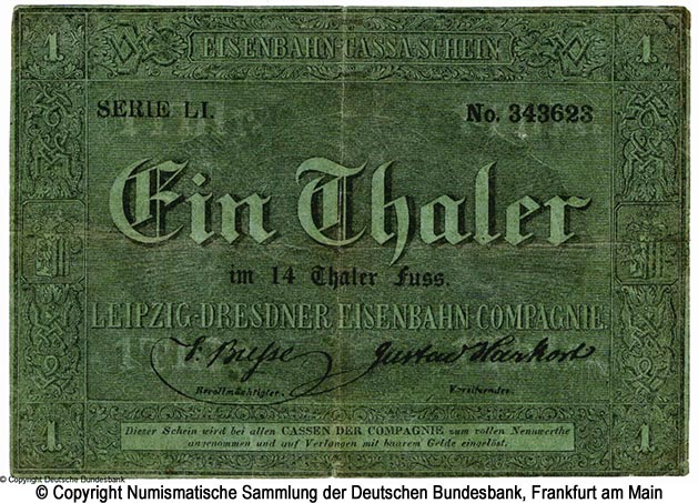 Leipzig-Dresdner Eisenbahn Compagnie 1 Thaler 1855