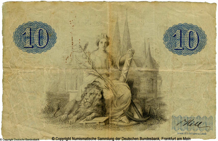 Lübecker Privat-Bank. 10 Thaler 1855