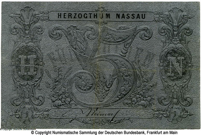Nassauische Landesbank, Wiesbaden 5 Gulden 1856
