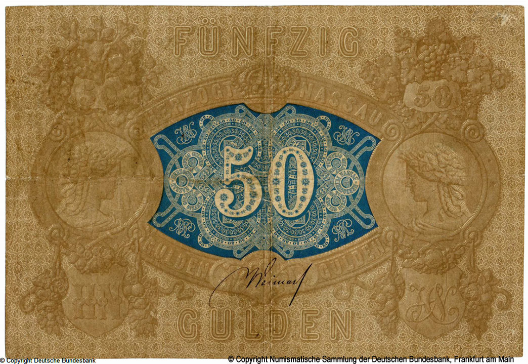 Nassauische Landesbank, Wiesbaden 50 Gulden 1865