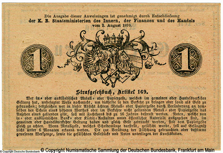 Gemeindebehörden, Handelsvorstand und Gewerbeverein der Stadt Nürnberg 1 Gulden 1871