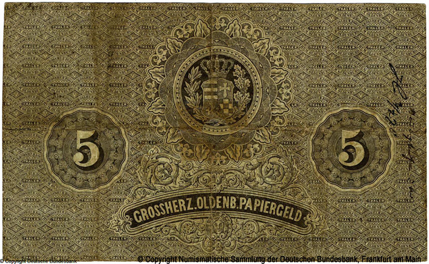 Grossherzoglich Oldenburgisches Staatsministerium 5 Thaler 1869
