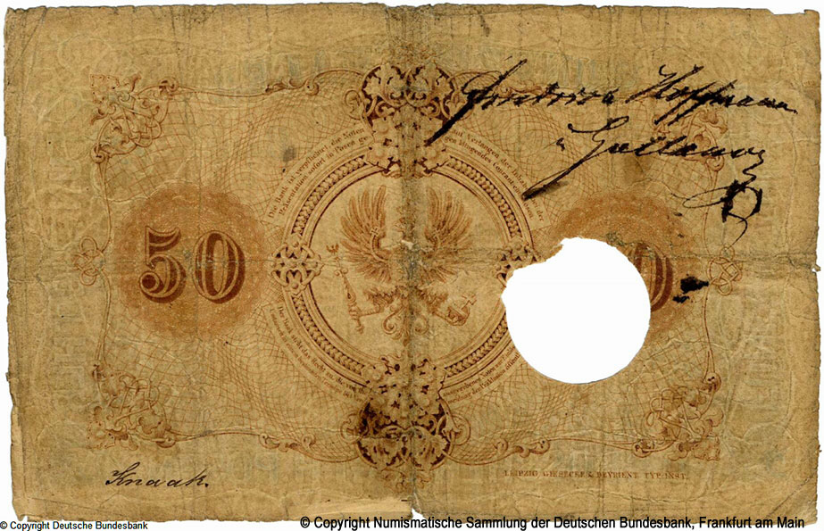 Provinzial-Actien Bank des Großherzogtums Posen 50 Thaler 1857