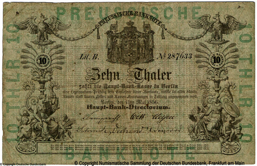 Preussische Haupt-Bank 10 Taler 1856