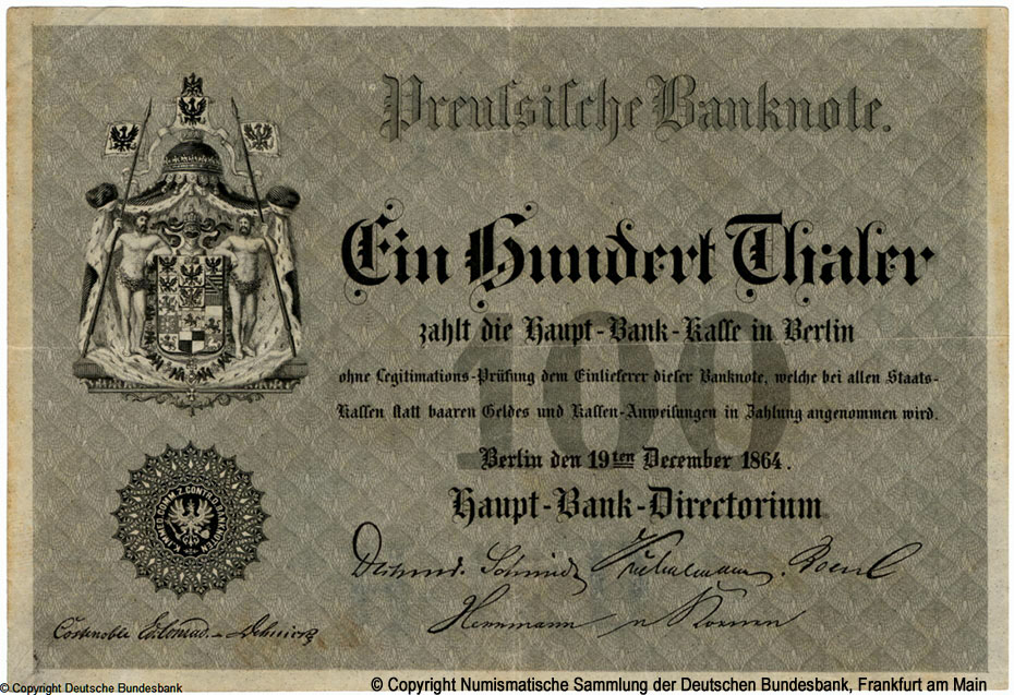 Preussische Haupt-Bank 100 Thaler 1864