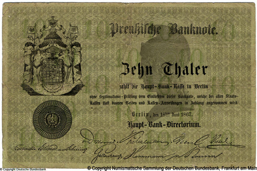Königlich-Preußische Hauptbank 10 Thaler 1867