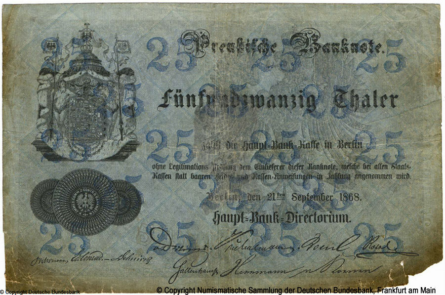 Königlich-Preußische Hauptbank 25 Thaler 1863