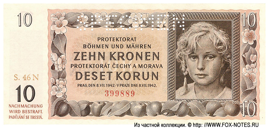 Protektorat Böhmen und Mähren 10 Kronen 1942