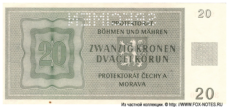 Protektorat Böhmen und Mähren 20 Kronen 1944