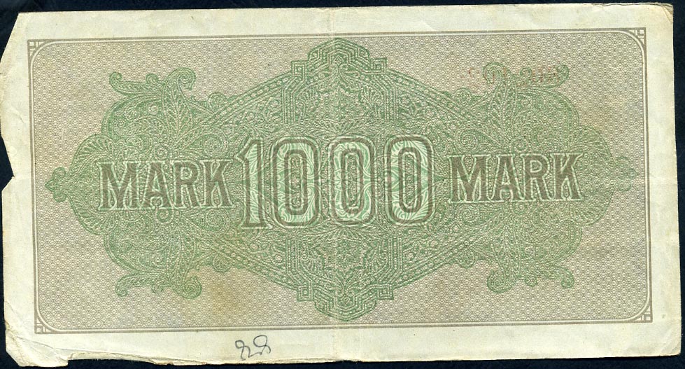 Reichsbanknote. 1000 Mark. 1922. FZ - GP (Pass & Garleb, Berlin)