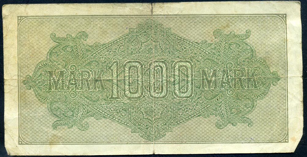 Reichsbanknote. 1000 Mark. 1922. FZ -  NN (E. Nister, Nürnberg)
