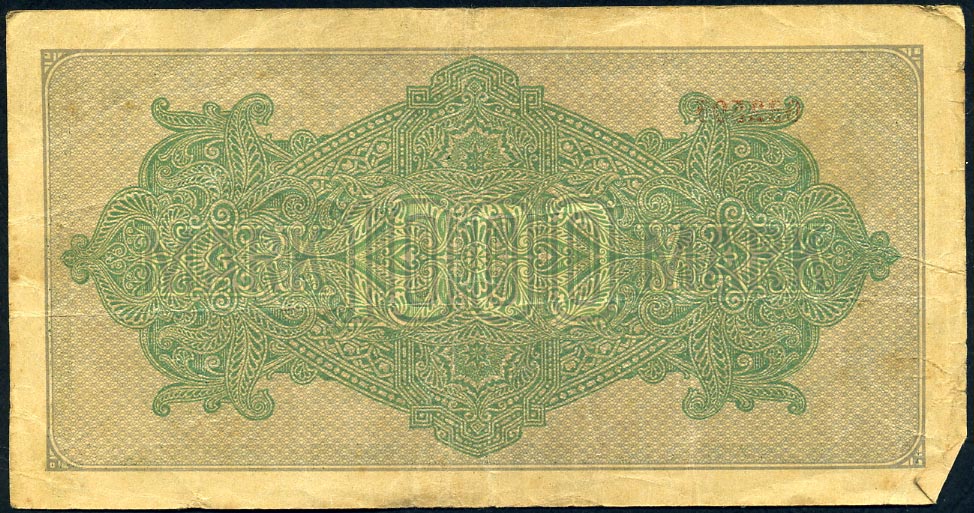 Reichsbanknote. 1000 Mark. 1922. FZ -  OE (Otto Elsner, Berlin)