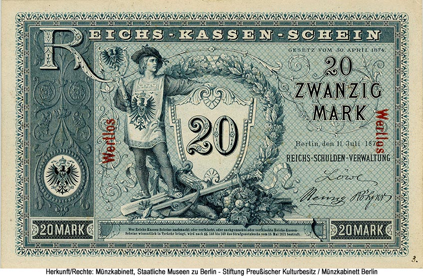 Reichskassenschein. 20 Mark. 10. Januar 1882.