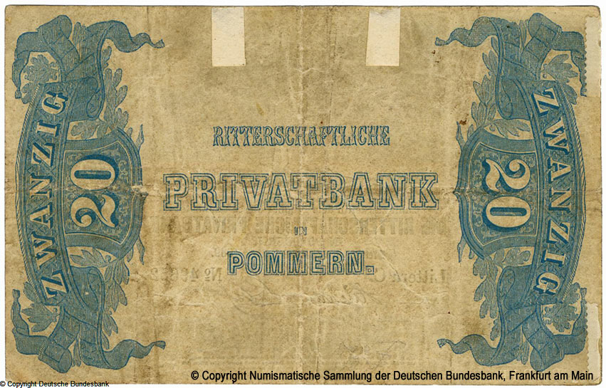 Ritterschaftliche Privatbank in Pommern, Stettin. 20 Thaler Courant 1869