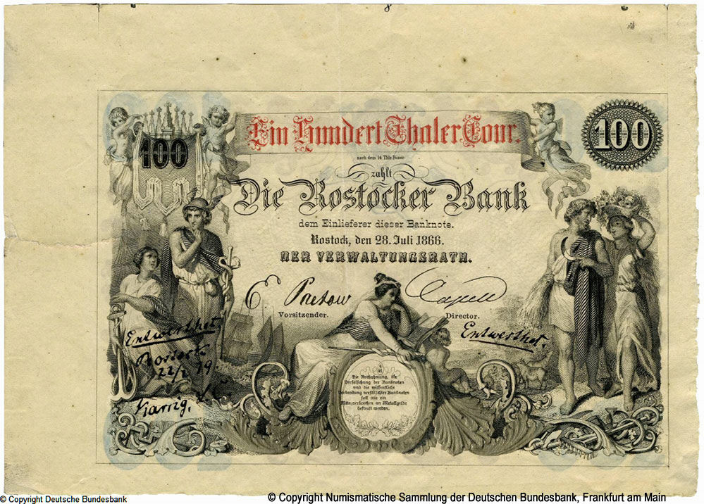 Rostocker Bank 100 Thaler 1866